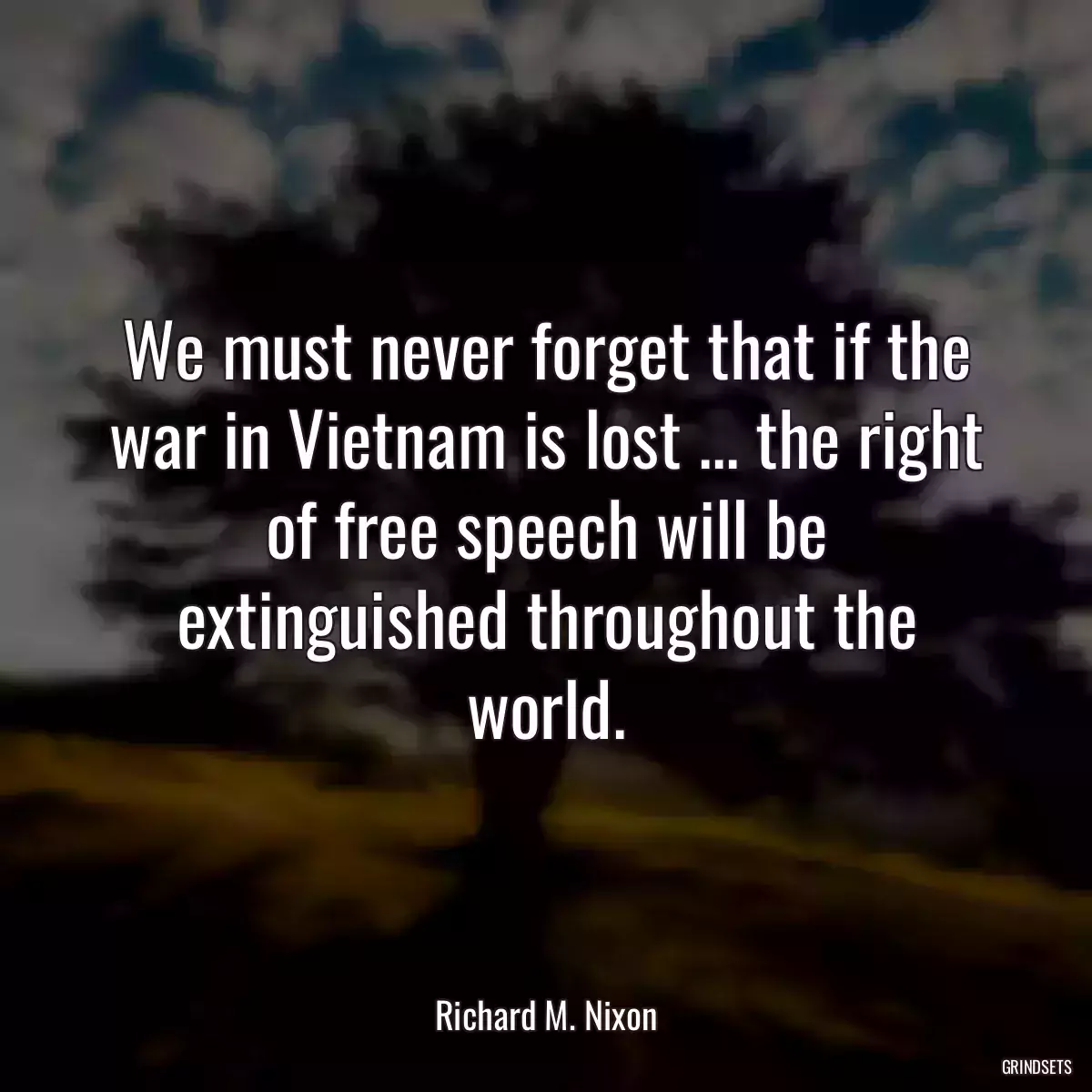 We must never forget that if the war in Vietnam is lost ... the right of free speech will be extinguished throughout the world.