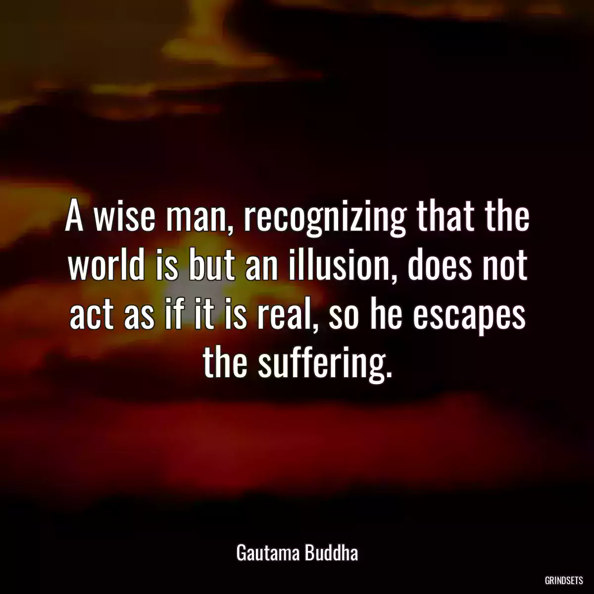 A wise man, recognizing that the world is but an illusion, does not act as if it is real, so he escapes the suffering.