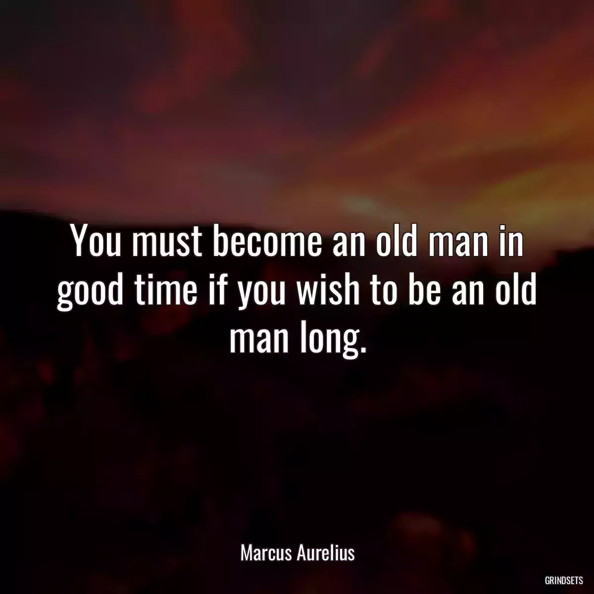 You must become an old man in good time if you wish to be an old man long.