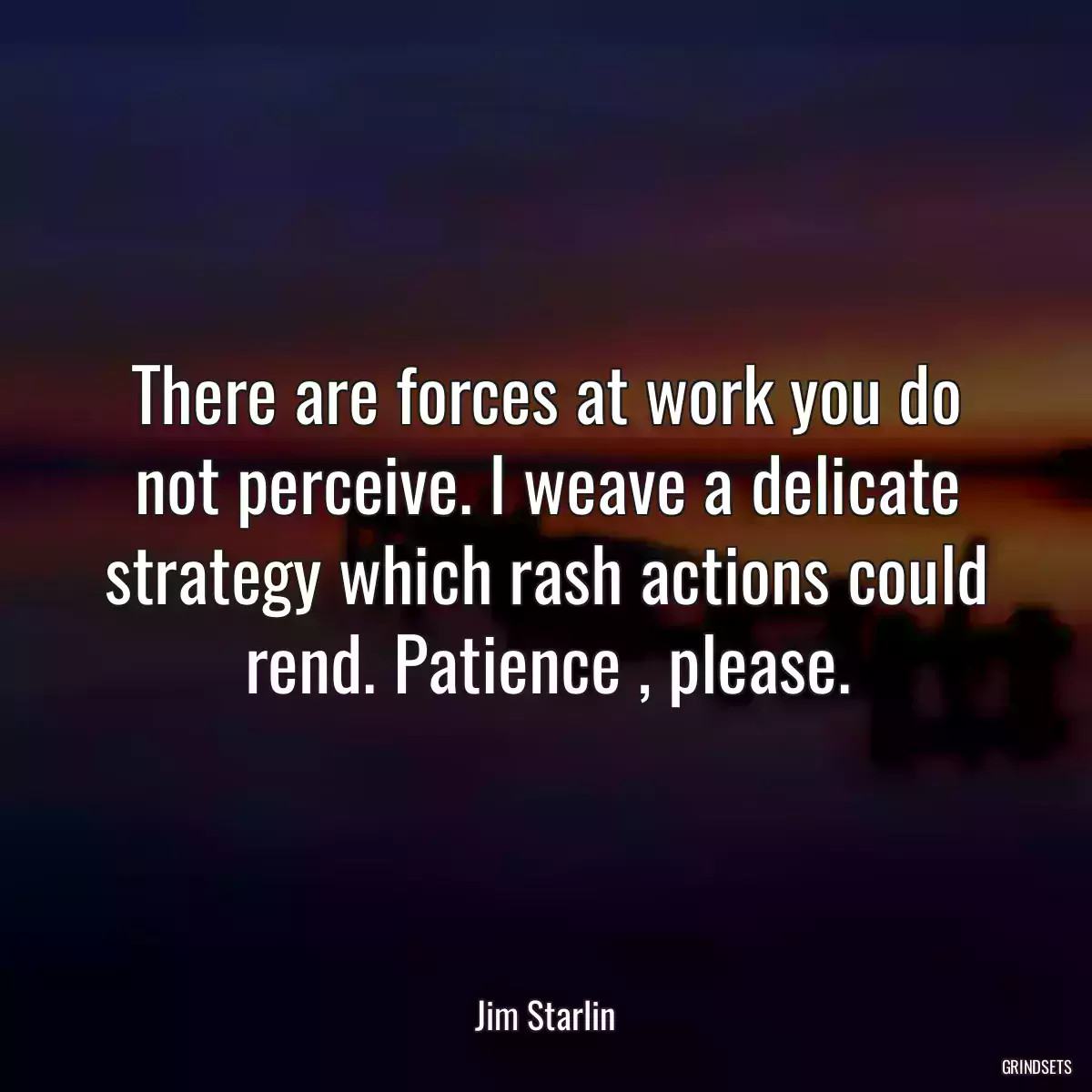 There are forces at work you do not perceive. I weave a delicate strategy which rash actions could rend. Patience , please.