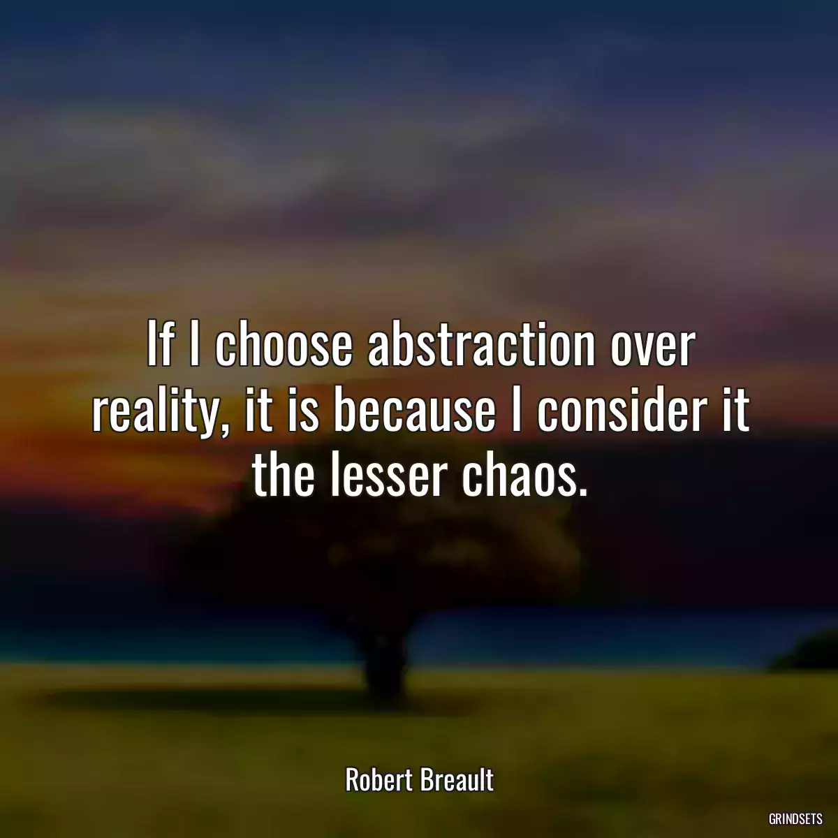 If I choose abstraction over reality, it is because I consider it the lesser chaos.