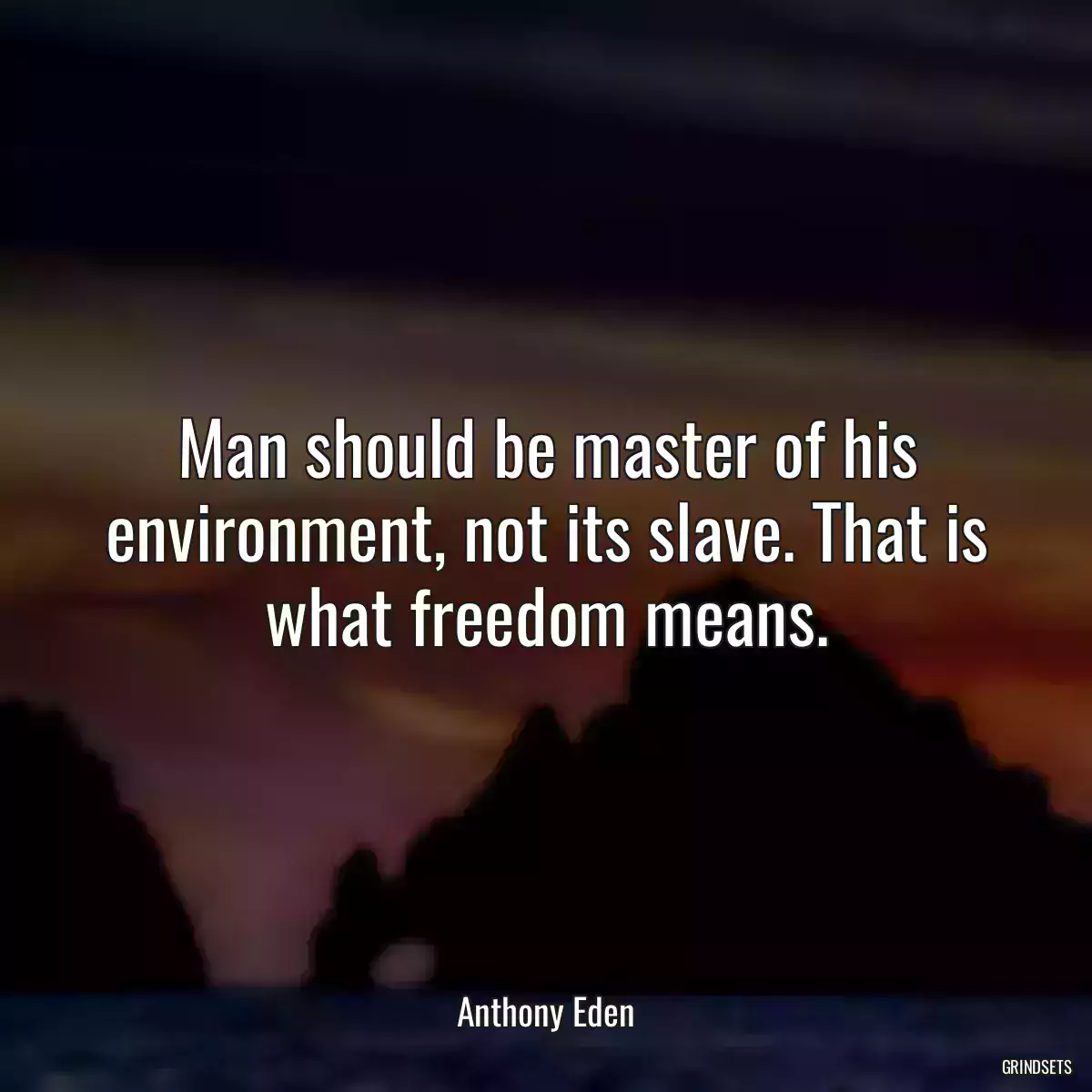 Man should be master of his environment, not its slave. That is what freedom means.