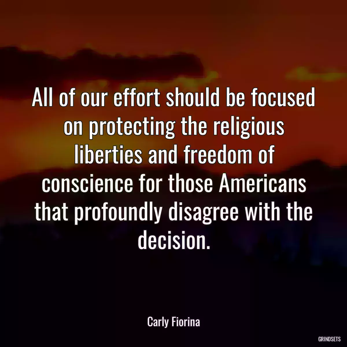 All of our effort should be focused on protecting the religious liberties and freedom of conscience for those Americans that profoundly disagree with the decision.