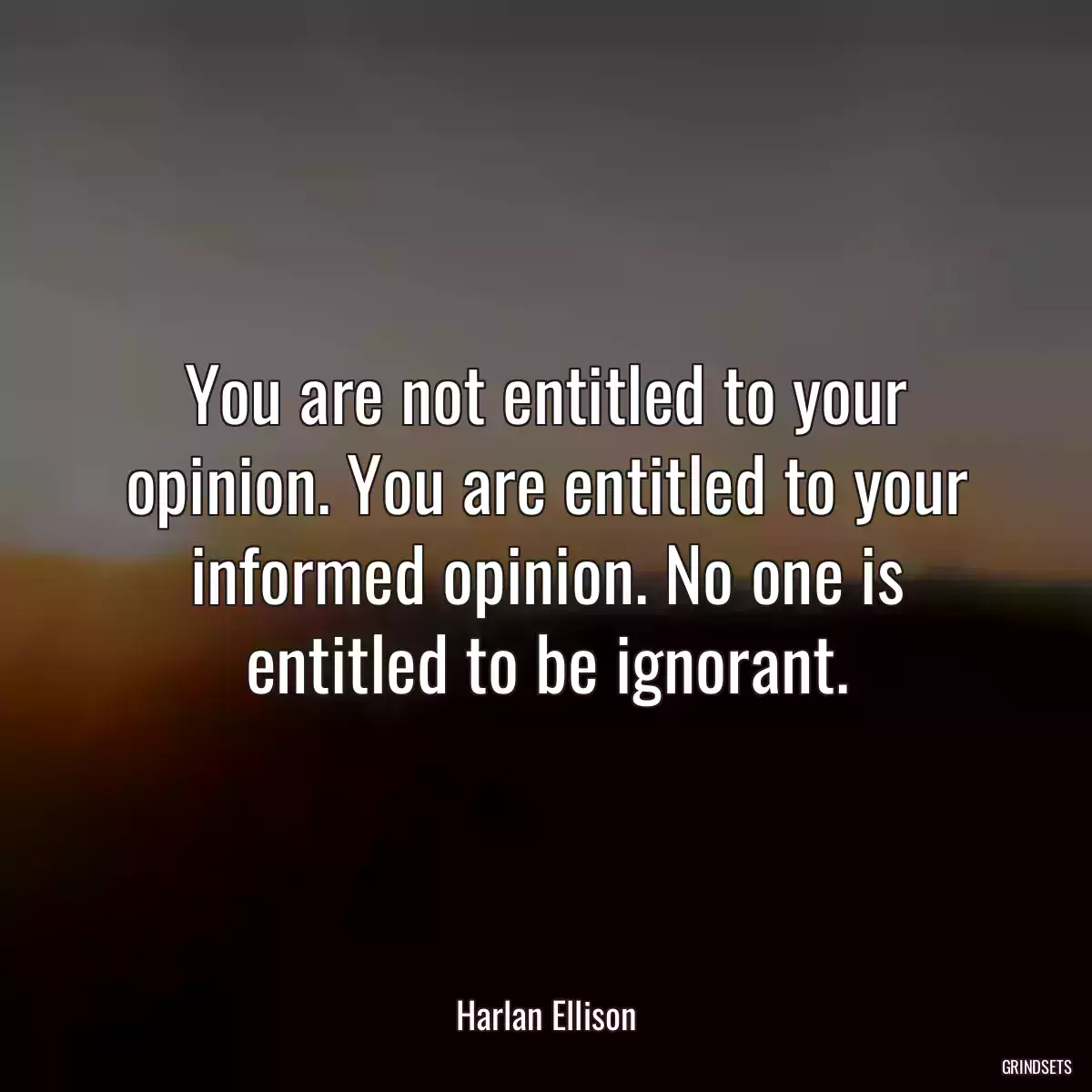 You are not entitled to your opinion. You are entitled to your informed opinion. No one is entitled to be ignorant.