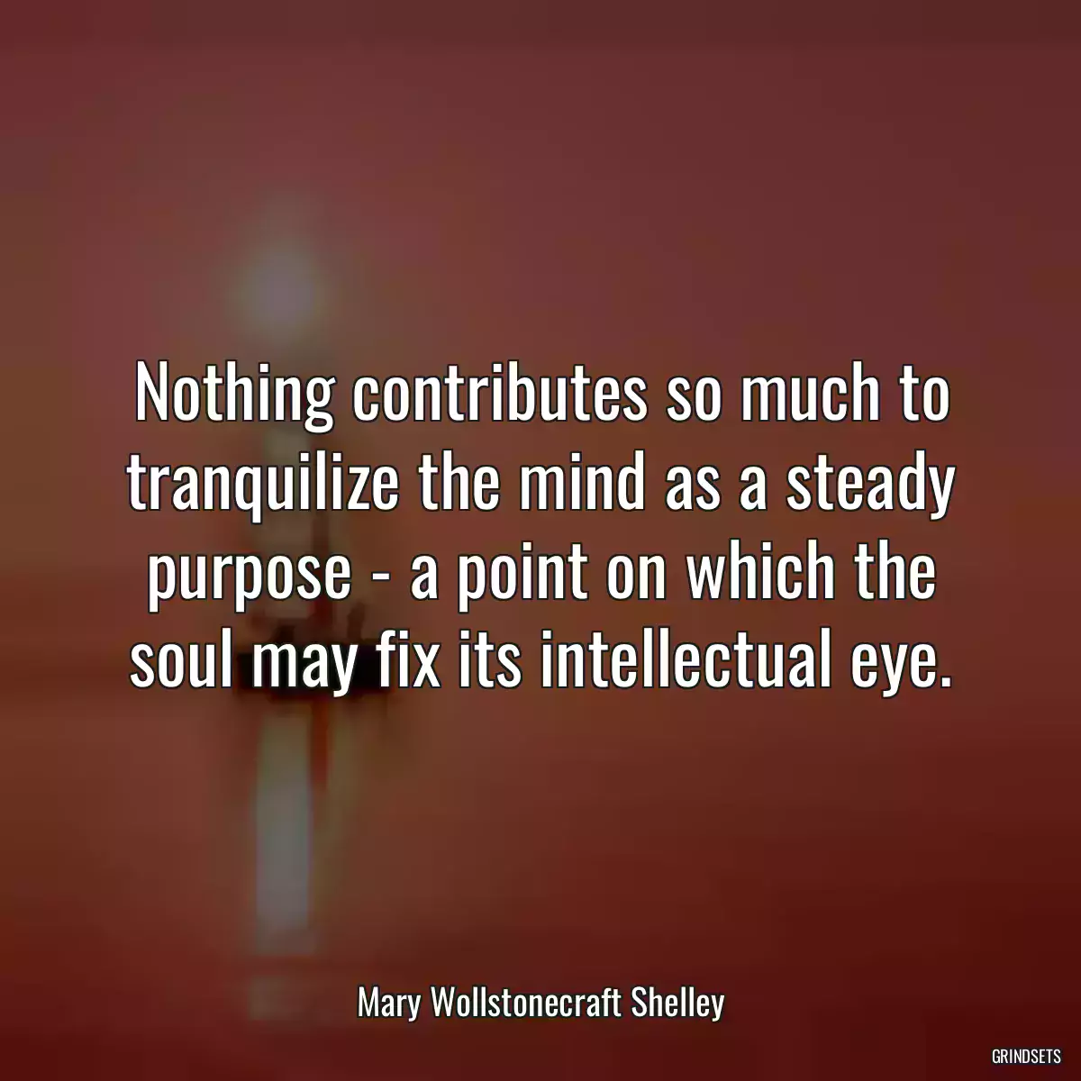 Nothing contributes so much to tranquilize the mind as a steady purpose - a point on which the soul may fix its intellectual eye.