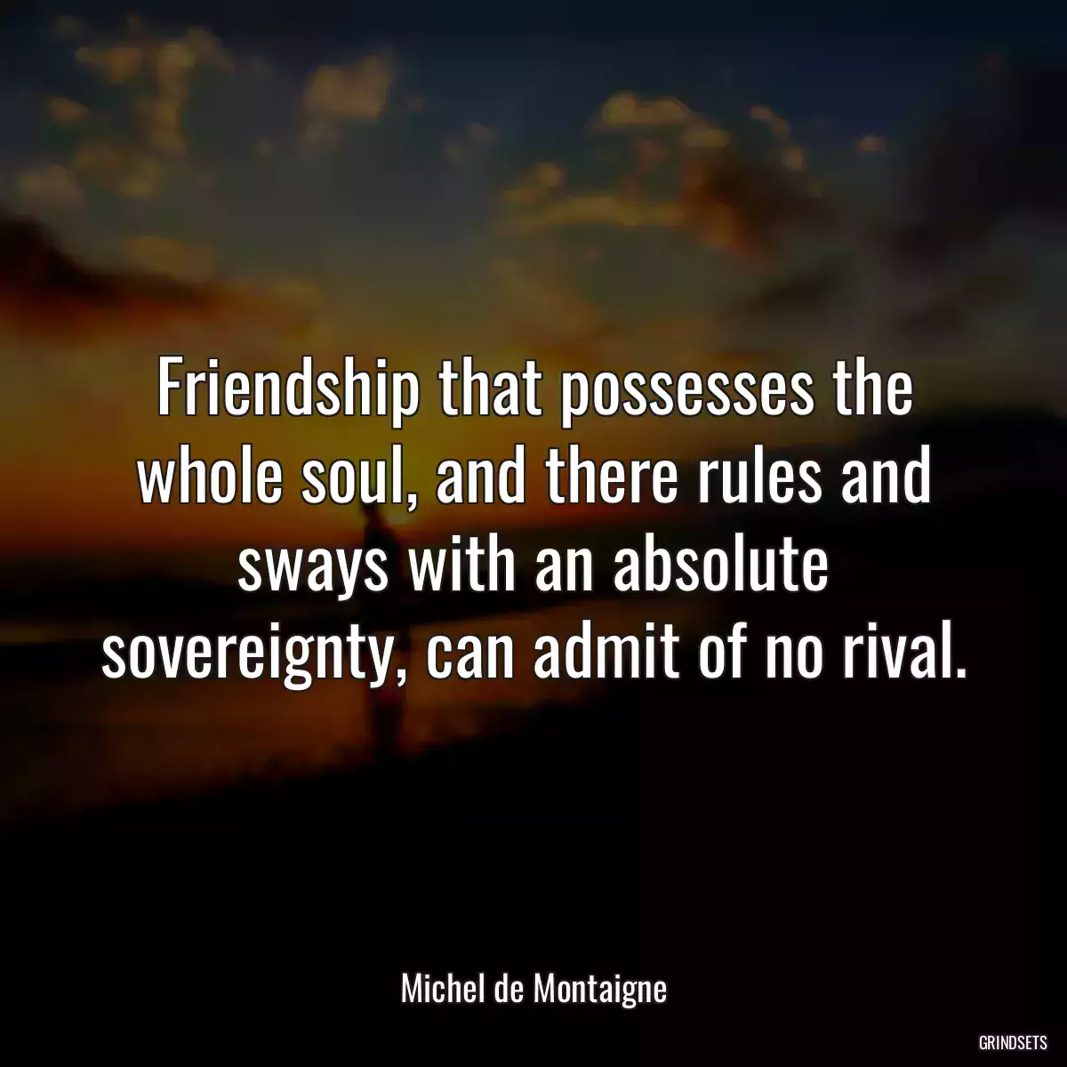 Friendship that possesses the whole soul, and there rules and sways with an absolute sovereignty, can admit of no rival.