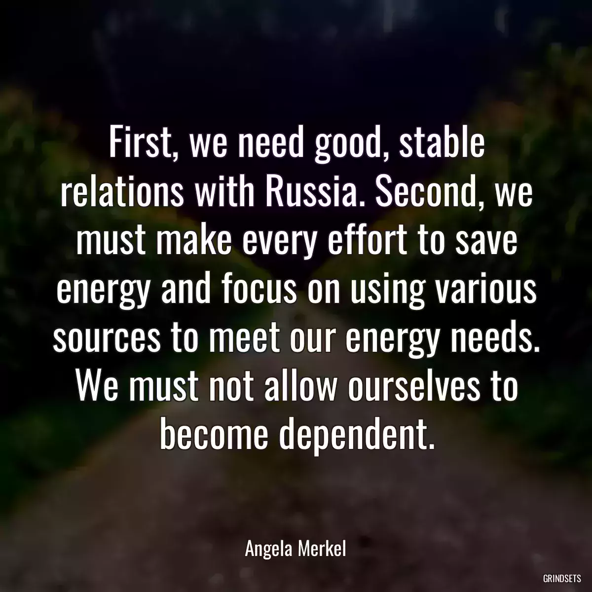 First, we need good, stable relations with Russia. Second, we must make every effort to save energy and focus on using various sources to meet our energy needs. We must not allow ourselves to become dependent.