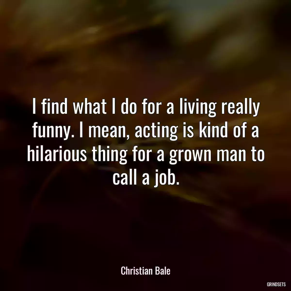 I find what I do for a living really funny. I mean, acting is kind of a hilarious thing for a grown man to call a job.