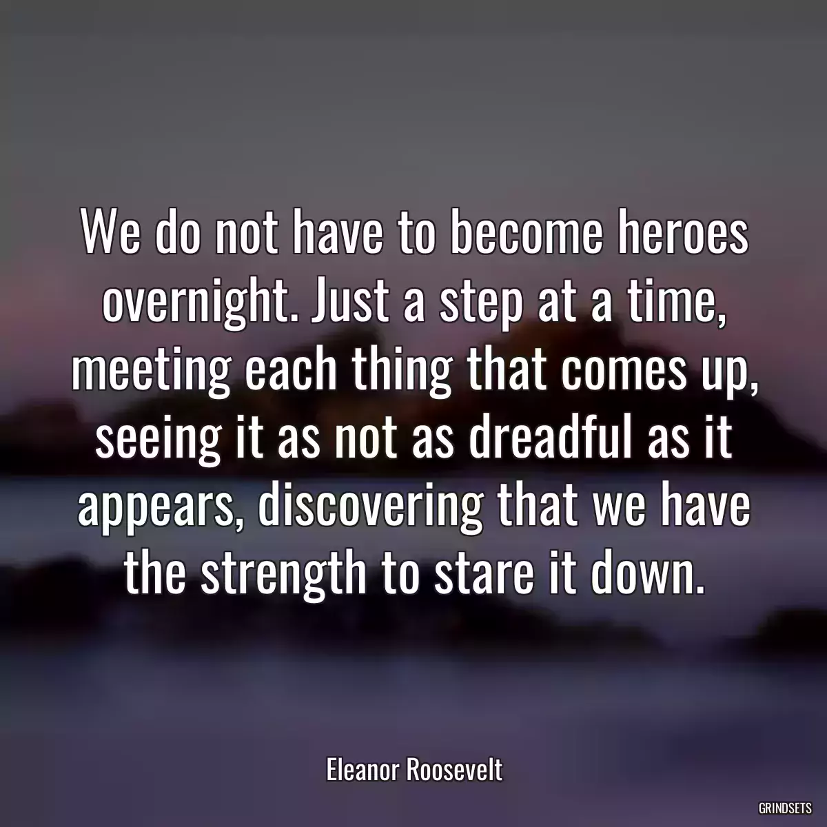 We do not have to become heroes overnight. Just a step at a time, meeting each thing that comes up, seeing it as not as dreadful as it appears, discovering that we have the strength to stare it down.