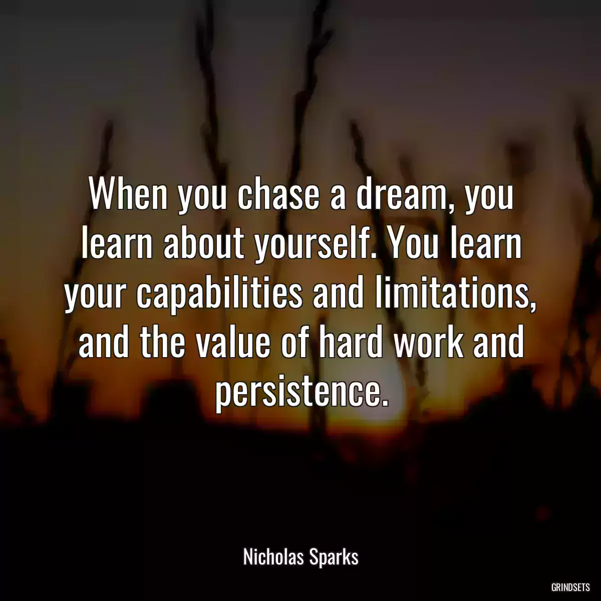 When you chase a dream, you learn about yourself. You learn your capabilities and limitations, and the value of hard work and persistence.