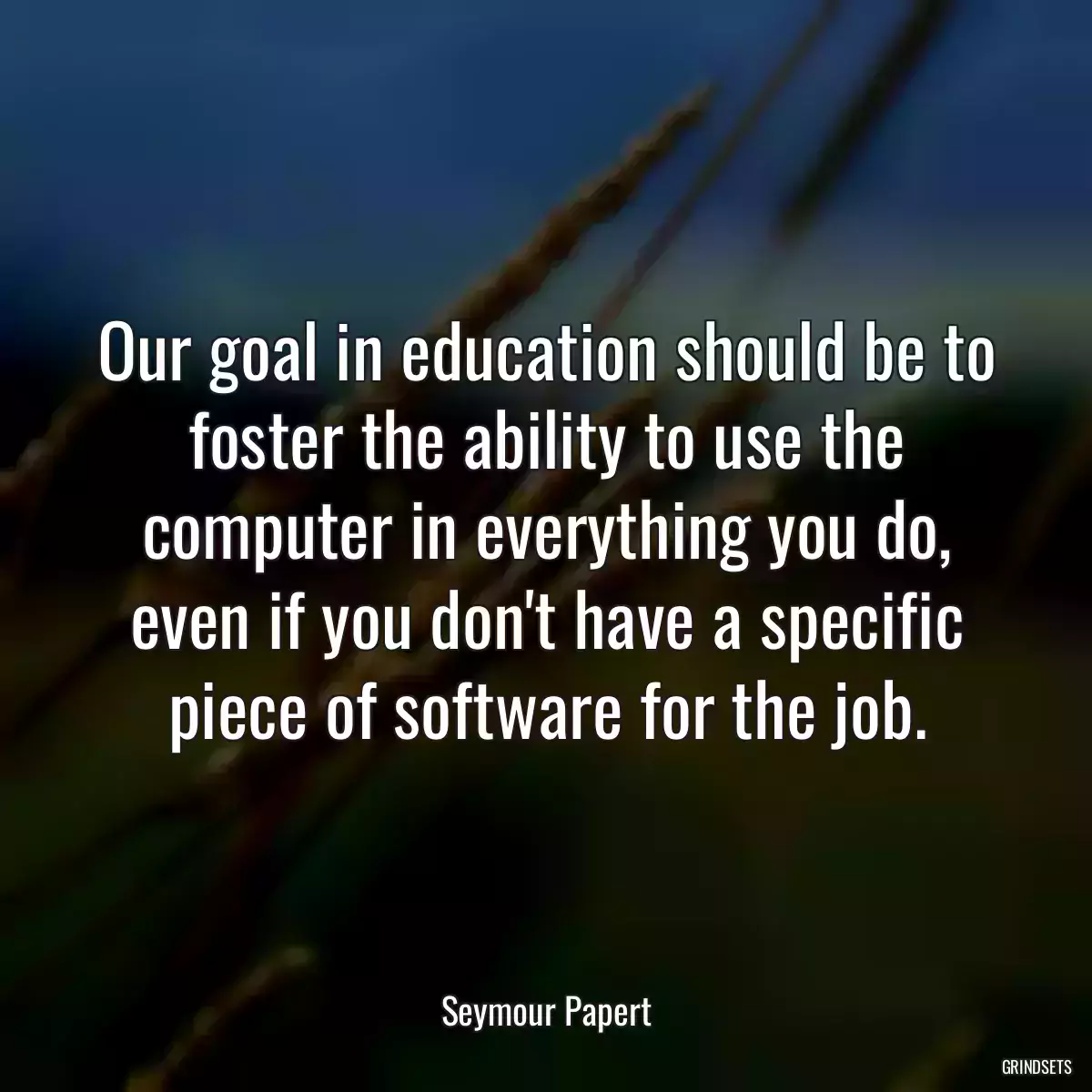 Our goal in education should be to foster the ability to use the computer in everything you do, even if you don\'t have a specific piece of software for the job.