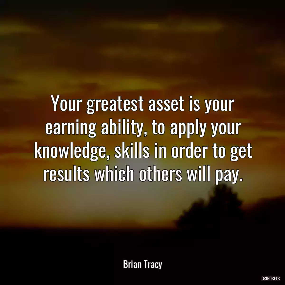 Your greatest asset is your earning ability, to apply your knowledge, skills in order to get results which others will pay.