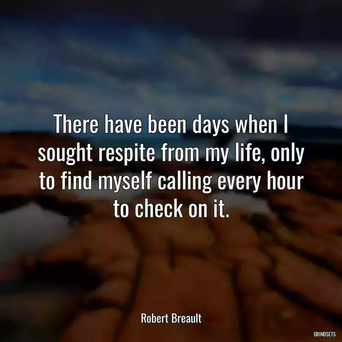 There have been days when I sought respite from my life, only to find myself calling every hour to check on it.