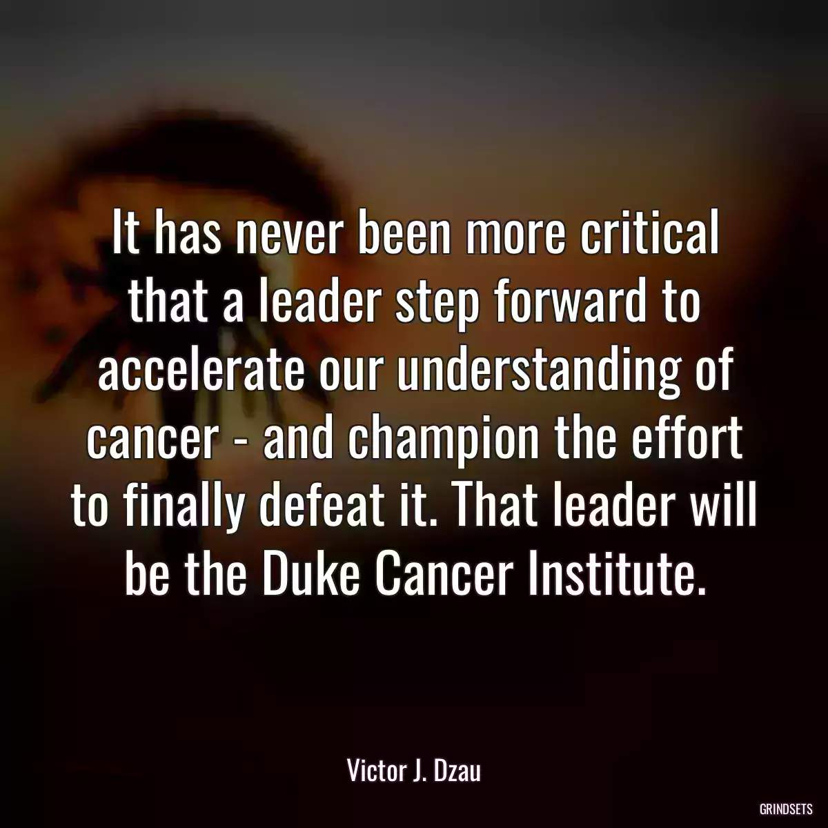 It has never been more critical that a leader step forward to accelerate our understanding of cancer - and champion the effort to finally defeat it. That leader will be the Duke Cancer Institute.