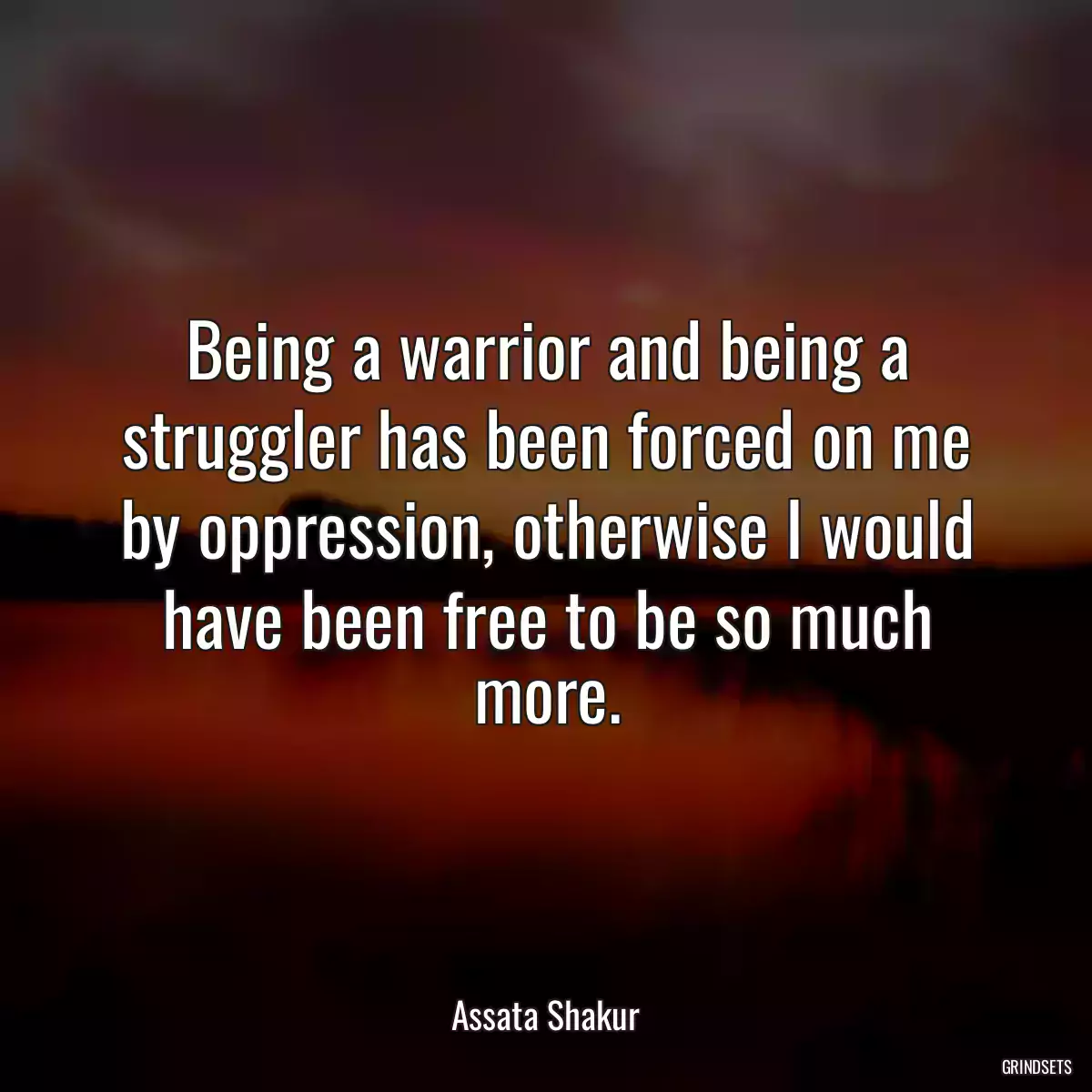 Being a warrior and being a struggler has been forced on me by oppression, otherwise I would have been free to be so much more.