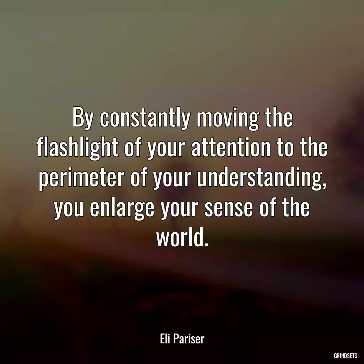 By constantly moving the flashlight of your attention to the perimeter of your understanding, you enlarge your sense of the world.