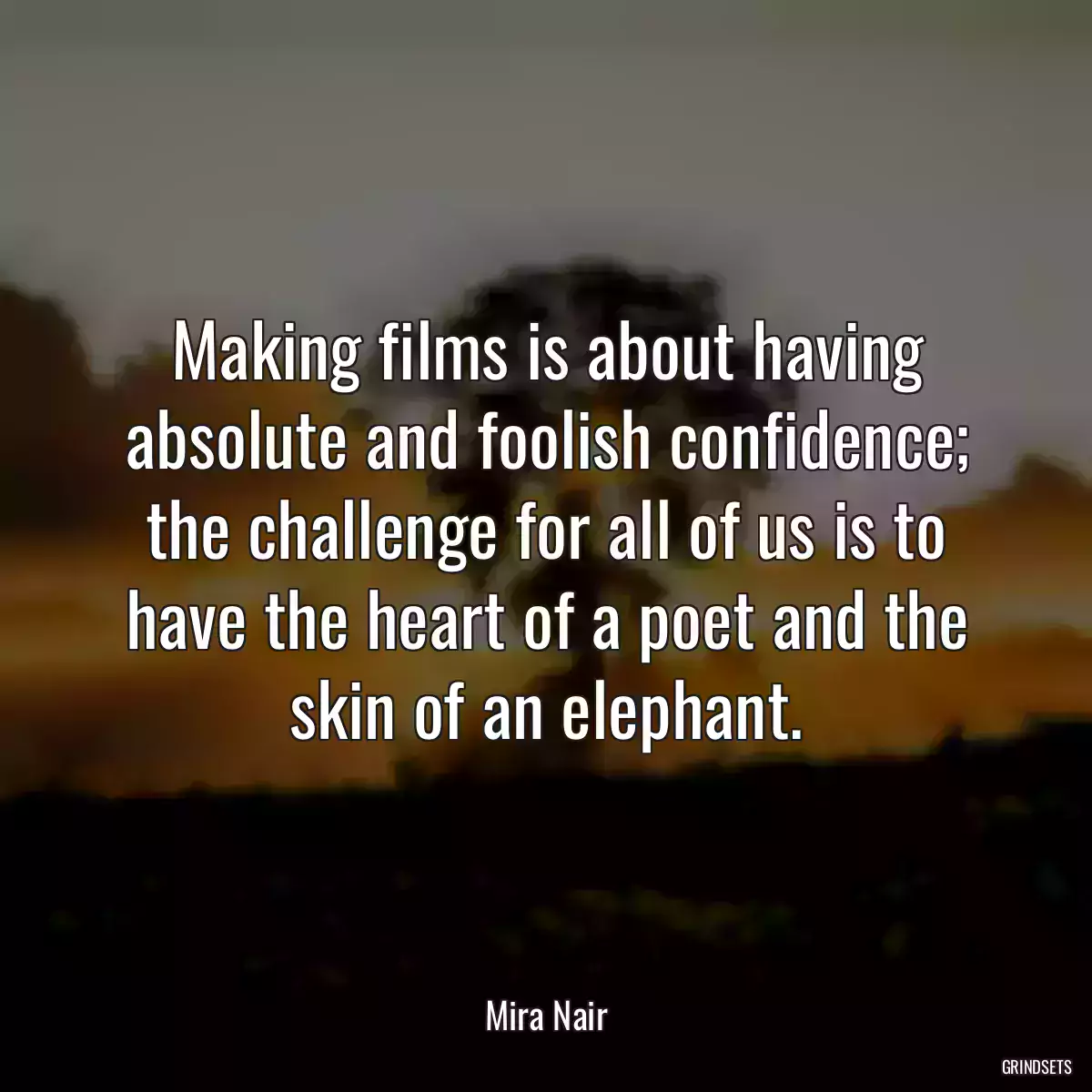 Making films is about having absolute and foolish confidence; the challenge for all of us is to have the heart of a poet and the skin of an elephant.