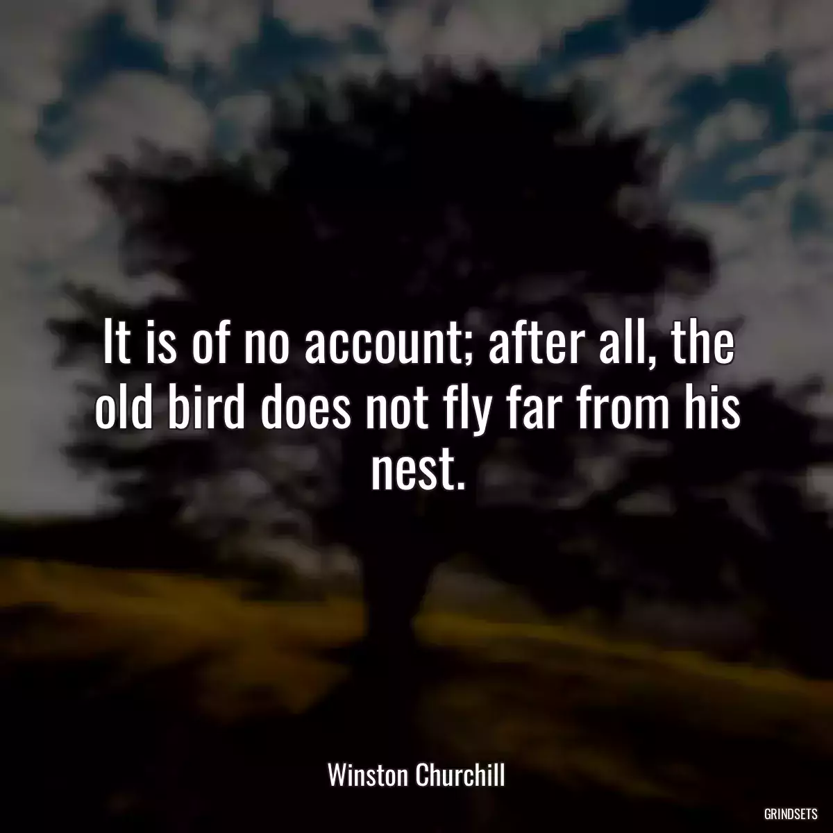 It is of no account; after all, the old bird does not fly far from his nest.