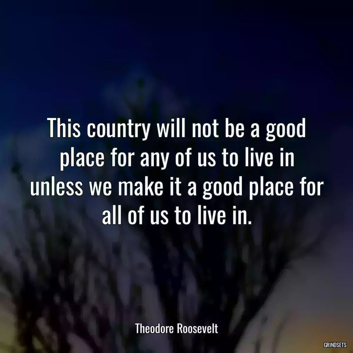 This country will not be a good place for any of us to live in unless we make it a good place for all of us to live in.