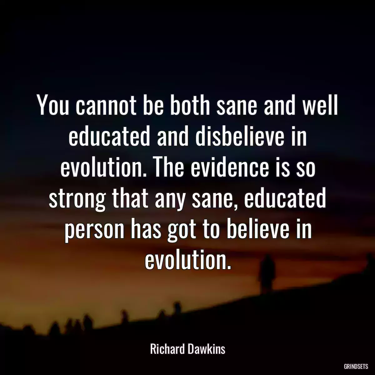 You cannot be both sane and well educated and disbelieve in evolution. The evidence is so strong that any sane, educated person has got to believe in evolution.