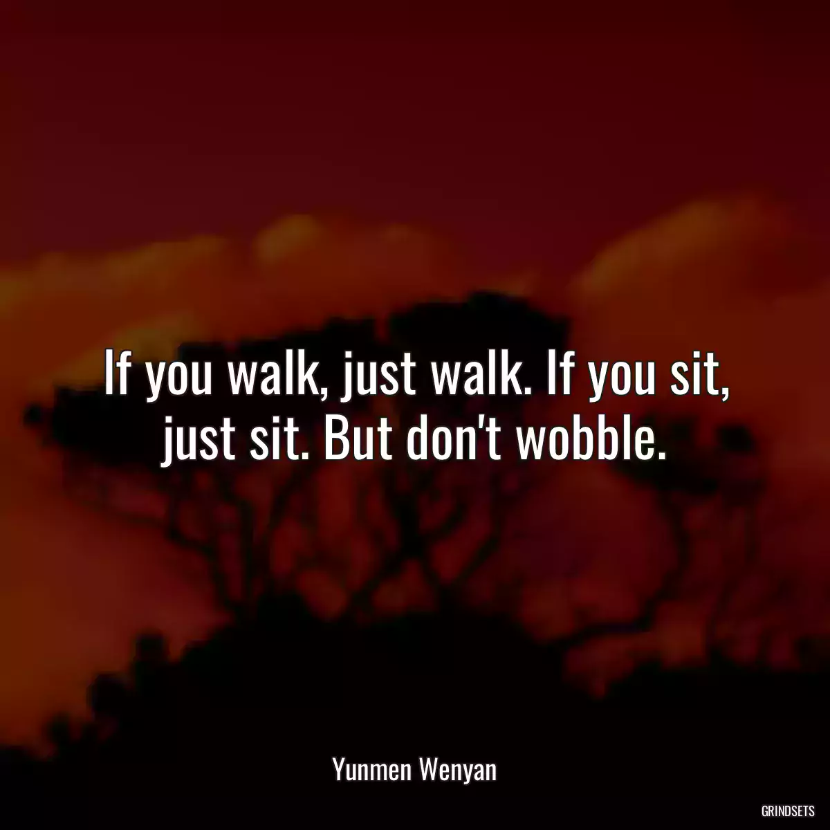 If you walk, just walk. If you sit, just sit. But don\'t wobble.