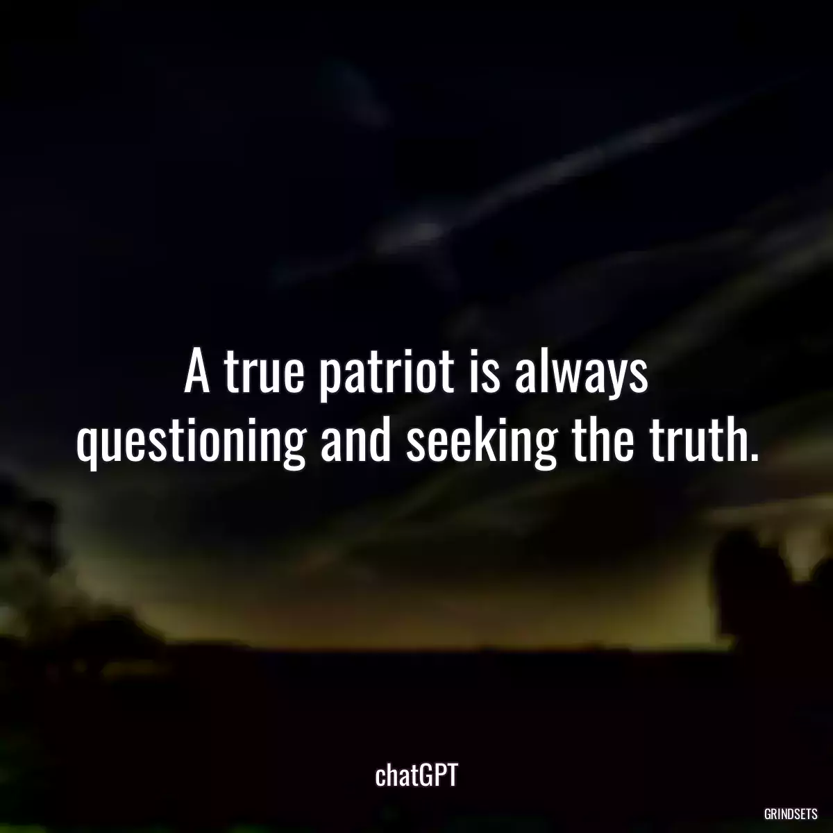 A true patriot is always questioning and seeking the truth.