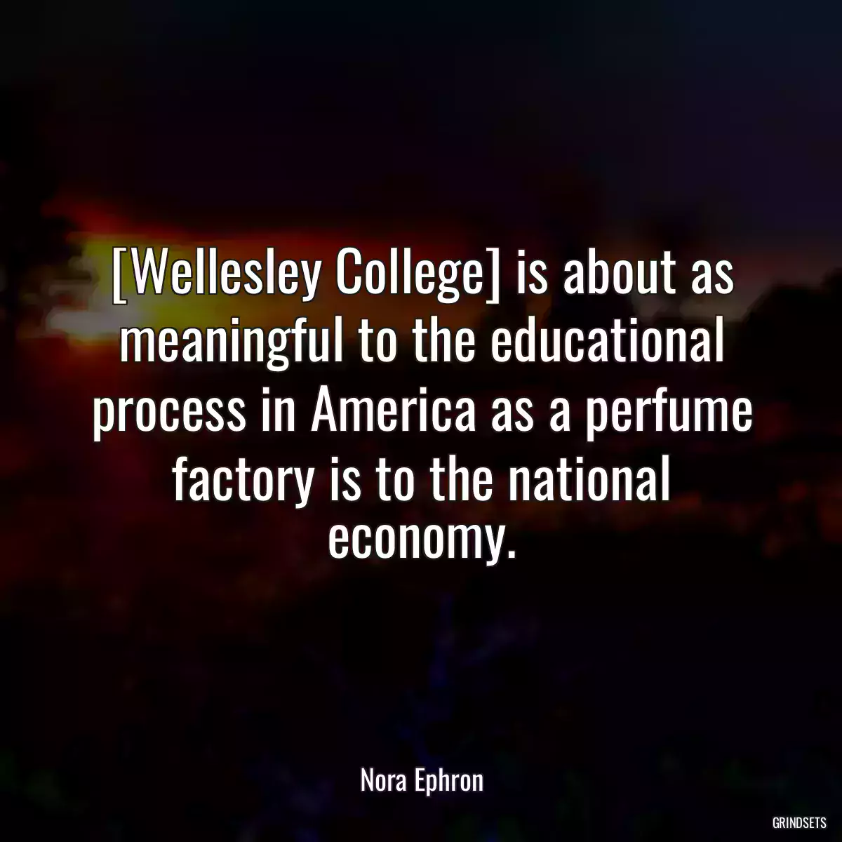 [Wellesley College] is about as meaningful to the educational process in America as a perfume factory is to the national economy.