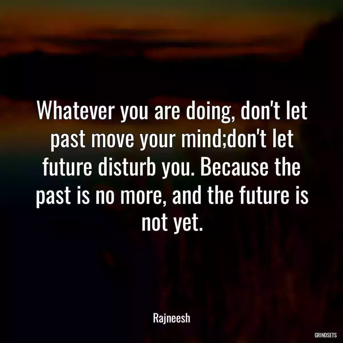 Whatever you are doing, don\'t let past move your mind;don\'t let future disturb you. Because the past is no more, and the future is not yet.