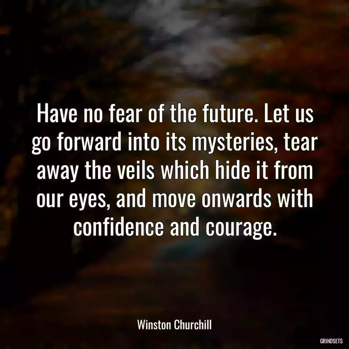 Have no fear of the future. Let us go forward into its mysteries, tear away the veils which hide it from our eyes, and move onwards with confidence and courage.