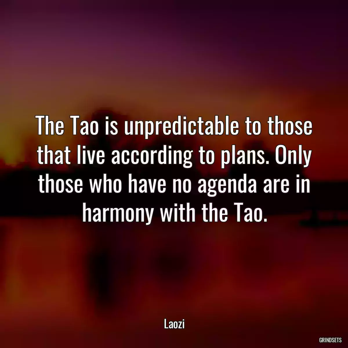 The Tao is unpredictable to those that live according to plans. Only those who have no agenda are in harmony with the Tao.