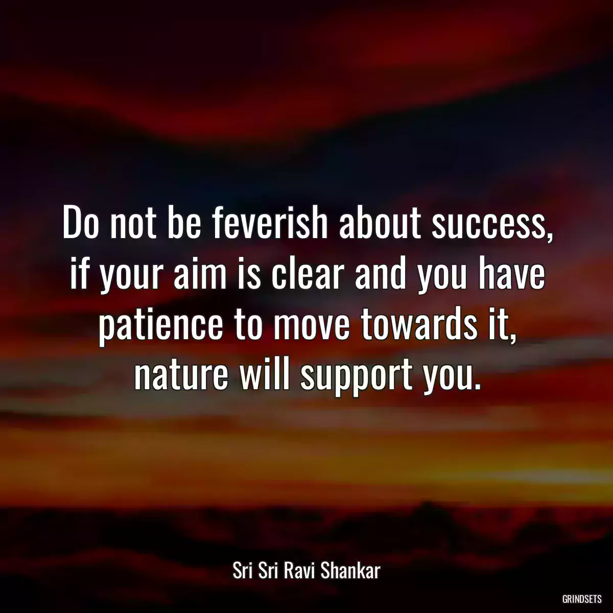 Do not be feverish about success, if your aim is clear and you have patience to move towards it, nature will support you.