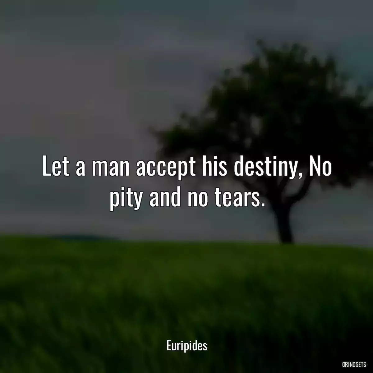 Let a man accept his destiny, No pity and no tears.