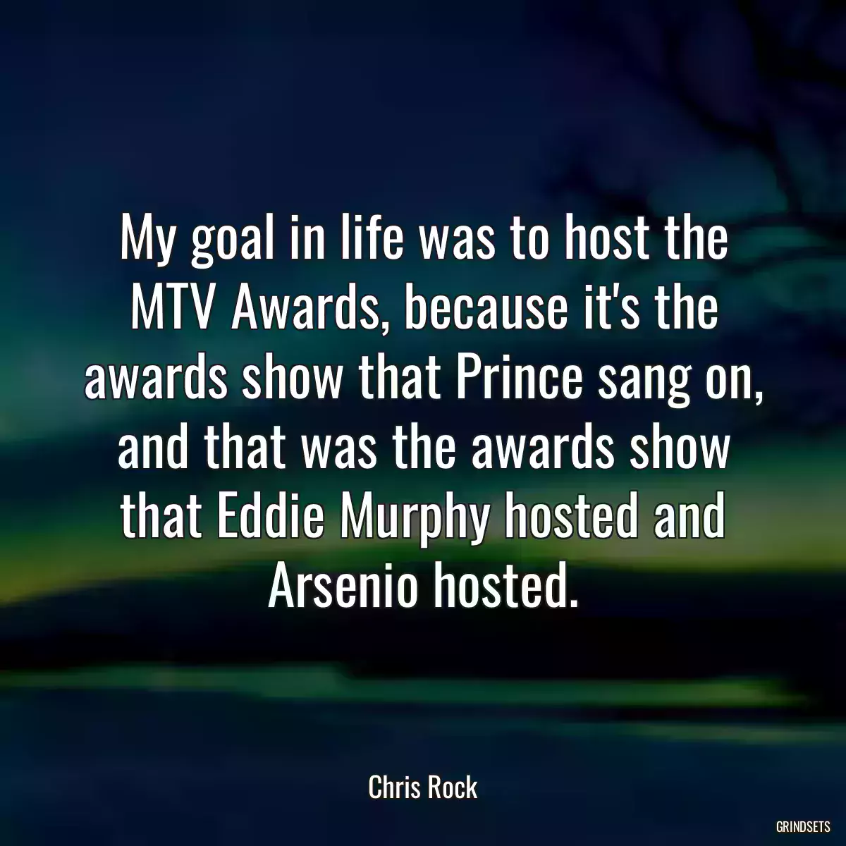 My goal in life was to host the MTV Awards, because it\'s the awards show that Prince sang on, and that was the awards show that Eddie Murphy hosted and Arsenio hosted.