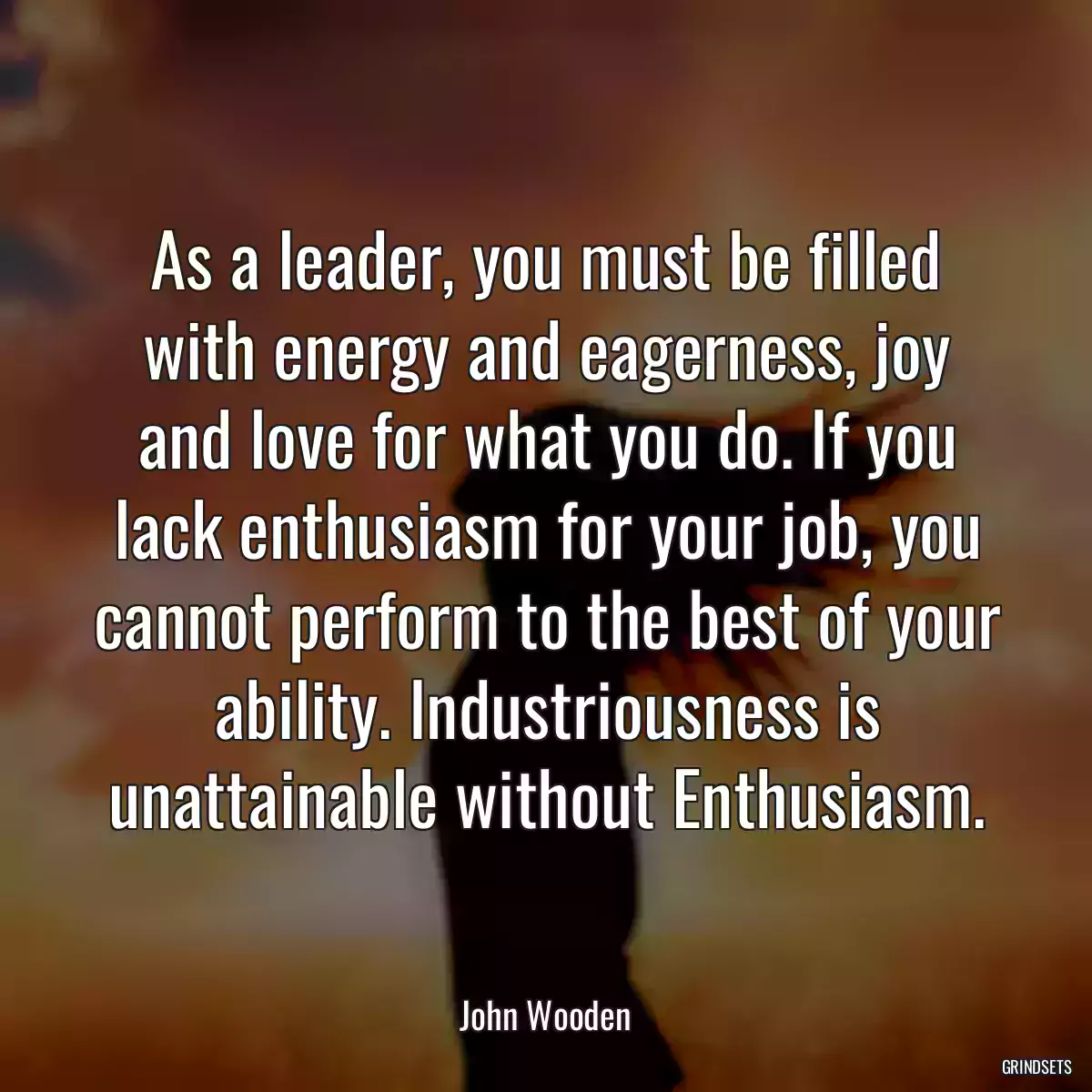 As a leader, you must be filled with energy and eagerness, joy and love for what you do. If you lack enthusiasm for your job, you cannot perform to the best of your ability. Industriousness is unattainable without Enthusiasm.