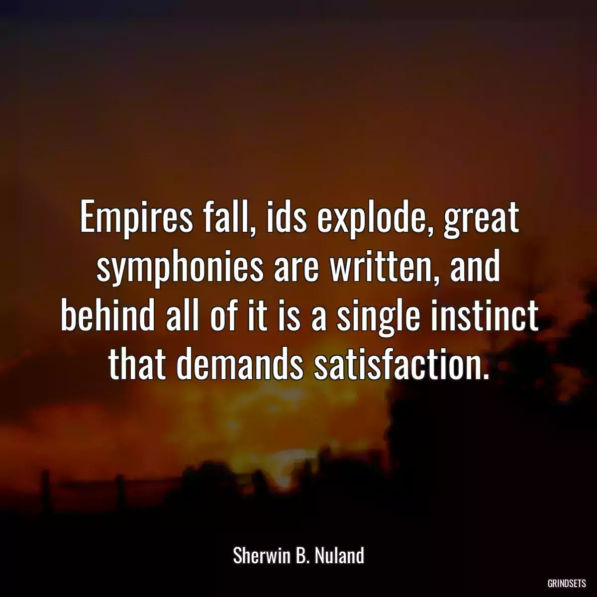 Empires fall, ids explode, great symphonies are written, and behind all of it is a single instinct that demands satisfaction.