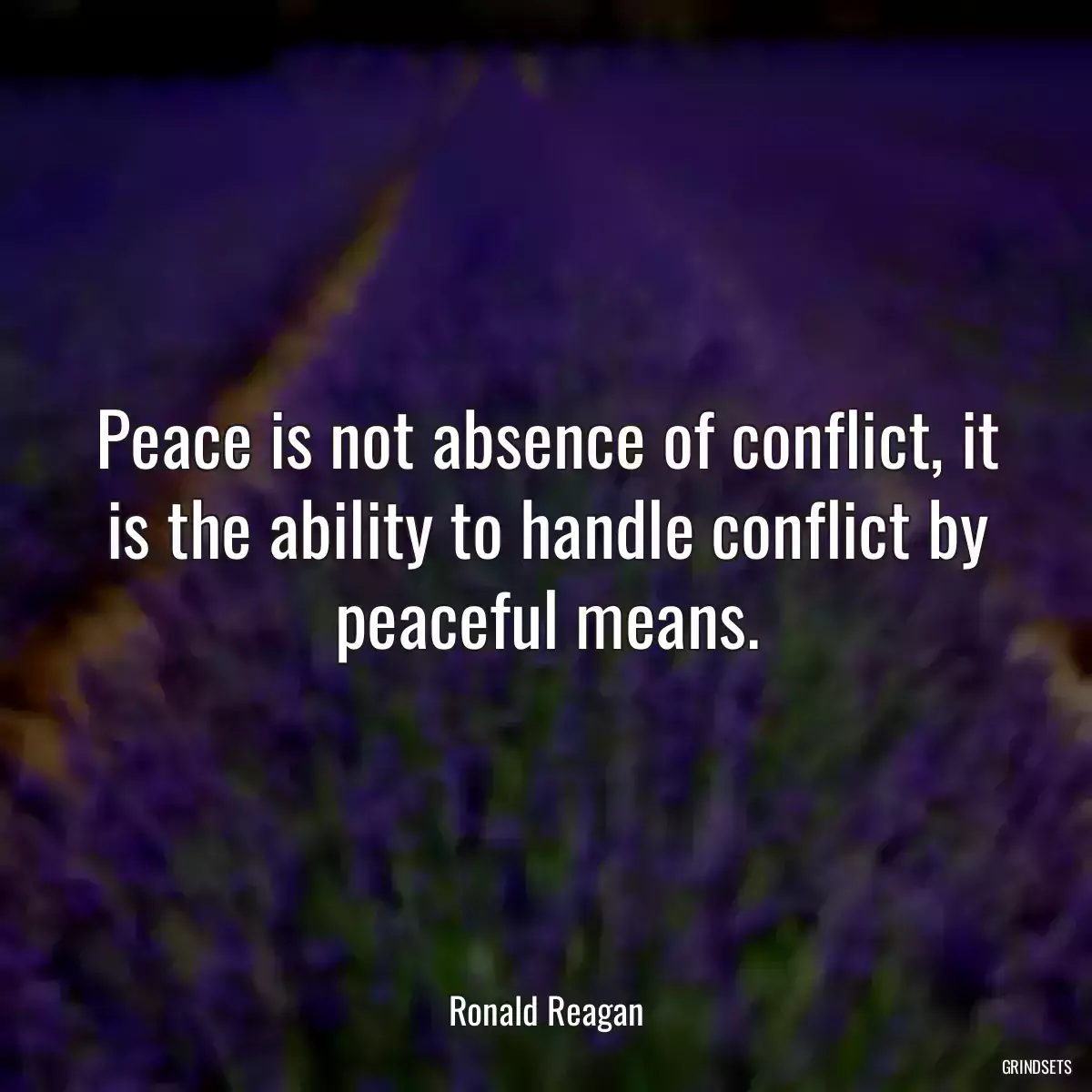 Peace is not absence of conflict, it is the ability to handle conflict by peaceful means.