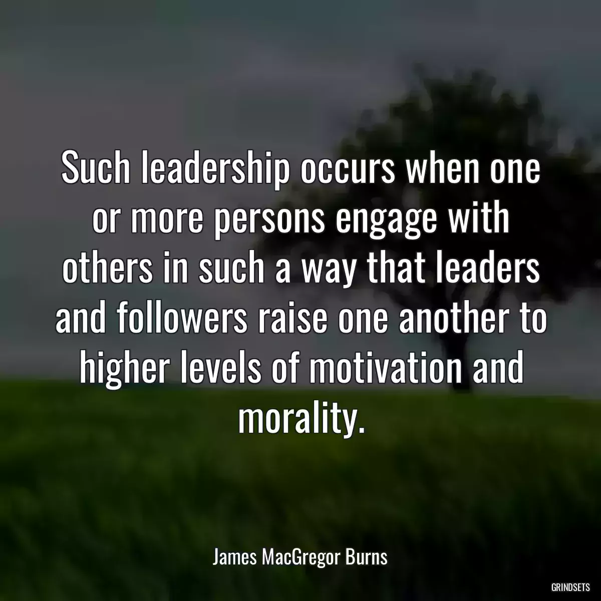 Such leadership occurs when one or more persons engage with others in such a way that leaders and followers raise one another to higher levels of motivation and morality.