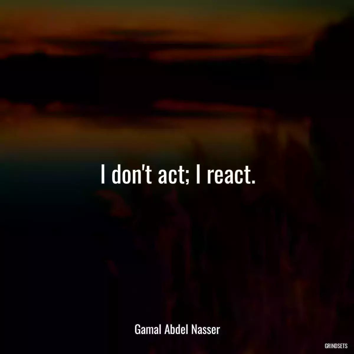 I don\'t act; I react.