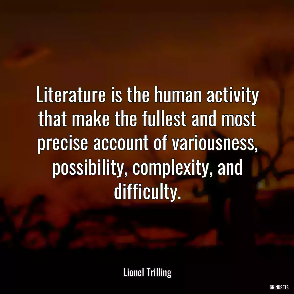 Literature is the human activity that make the fullest and most precise account of variousness, possibility, complexity, and difficulty.