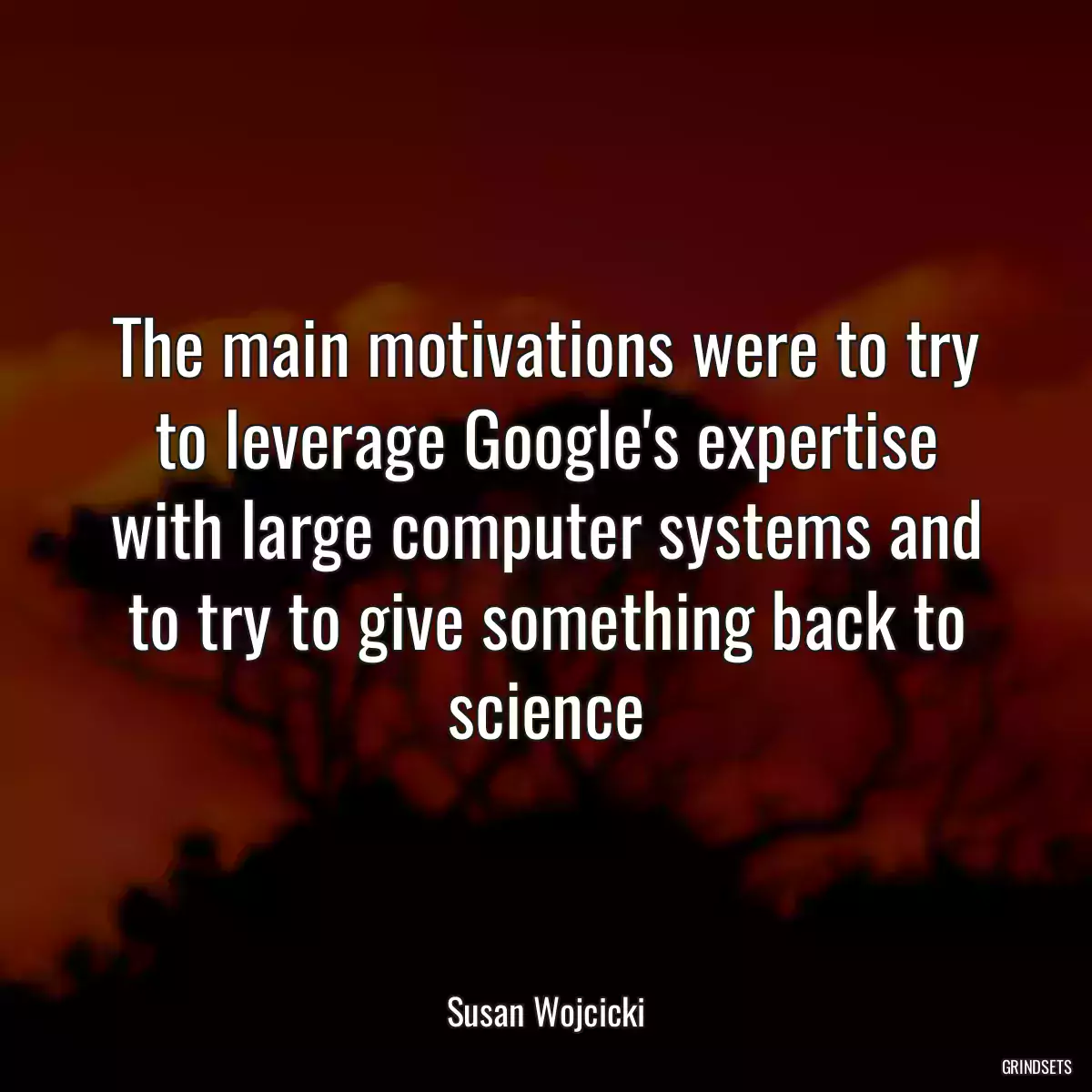 The main motivations were to try to leverage Google\'s expertise with large computer systems and to try to give something back to science