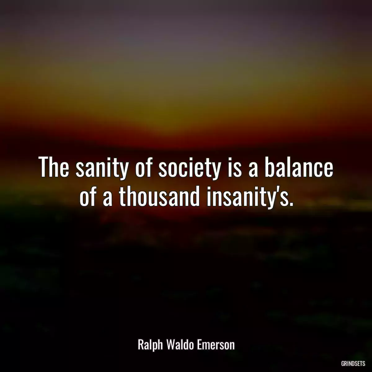 The sanity of society is a balance of a thousand insanity\'s.