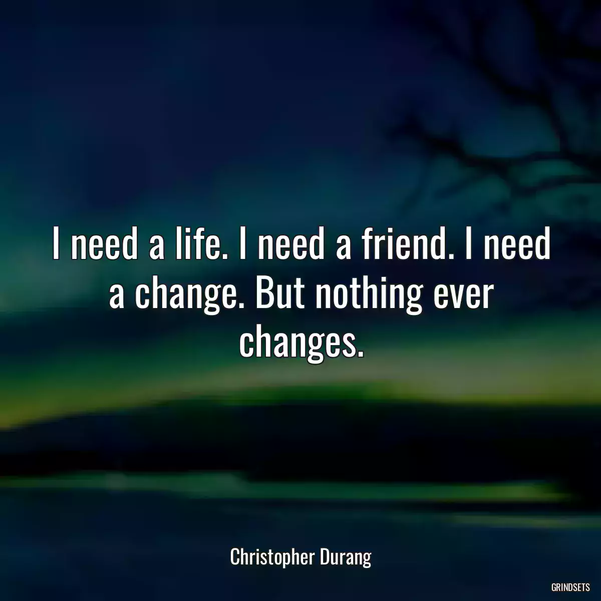 I need a life. I need a friend. I need a change. But nothing ever changes.