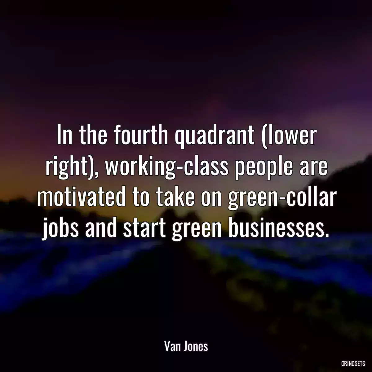 In the fourth quadrant (lower right), working-class people are motivated to take on green-collar jobs and start green businesses.