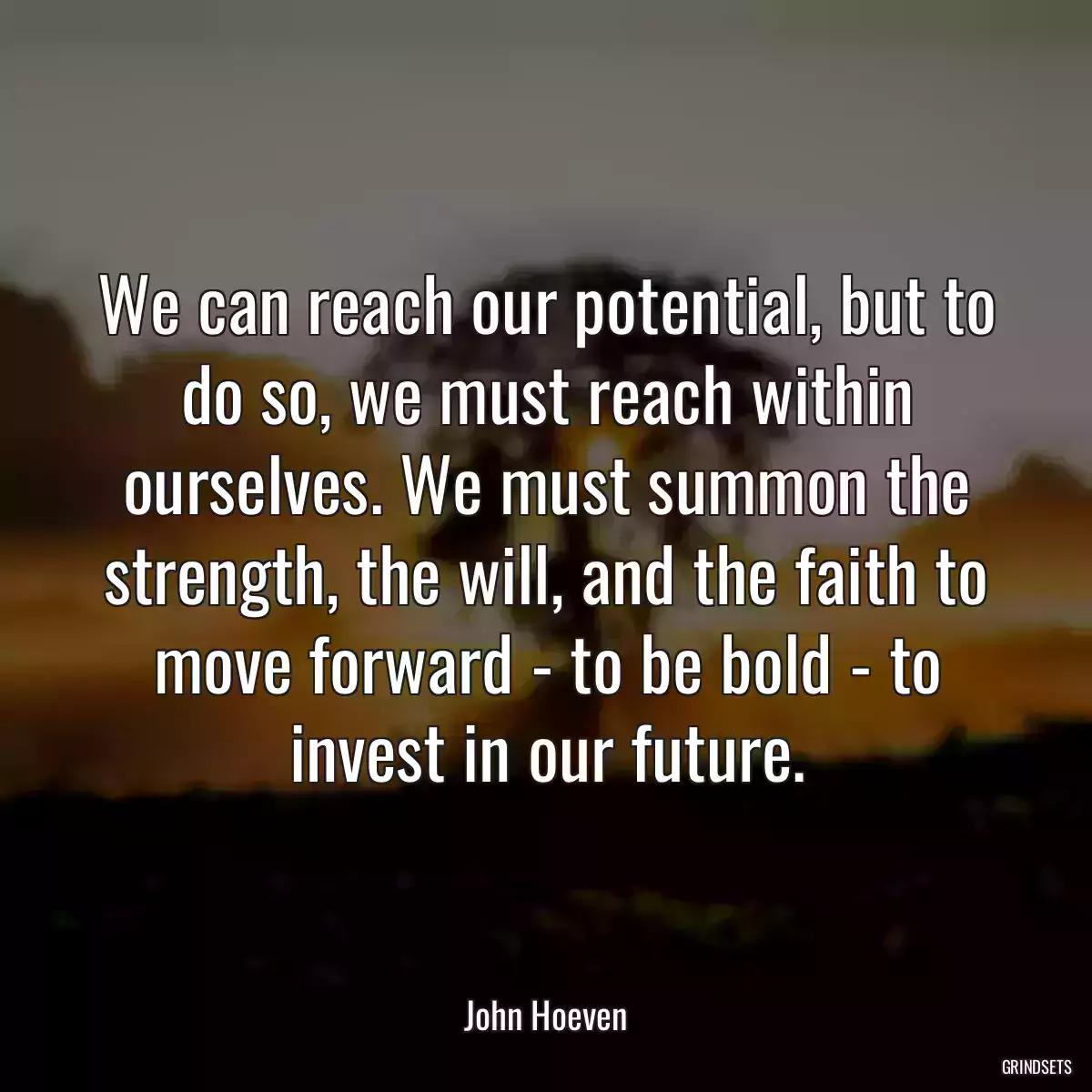 We can reach our potential, but to do so, we must reach within ourselves. We must summon the strength, the will, and the faith to move forward - to be bold - to invest in our future.