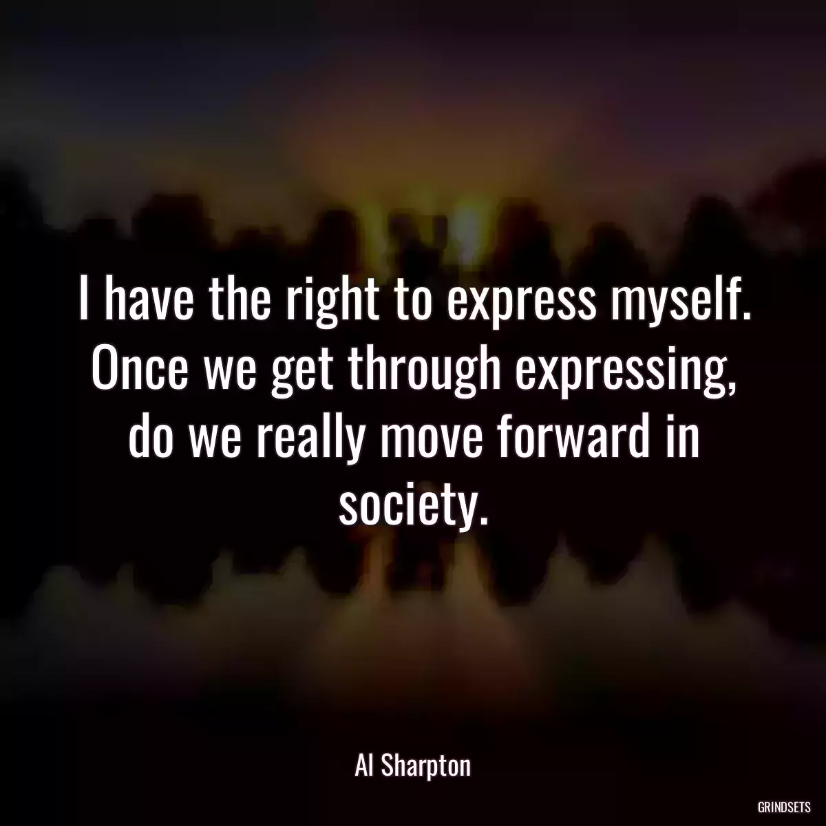 I have the right to express myself. Once we get through expressing, do we really move forward in society.