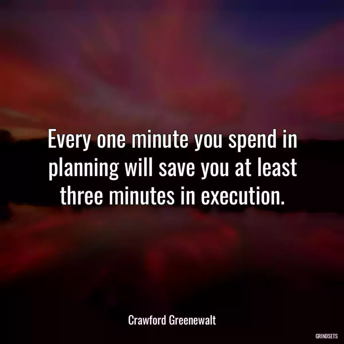 Every one minute you spend in planning will save you at least three minutes in execution.