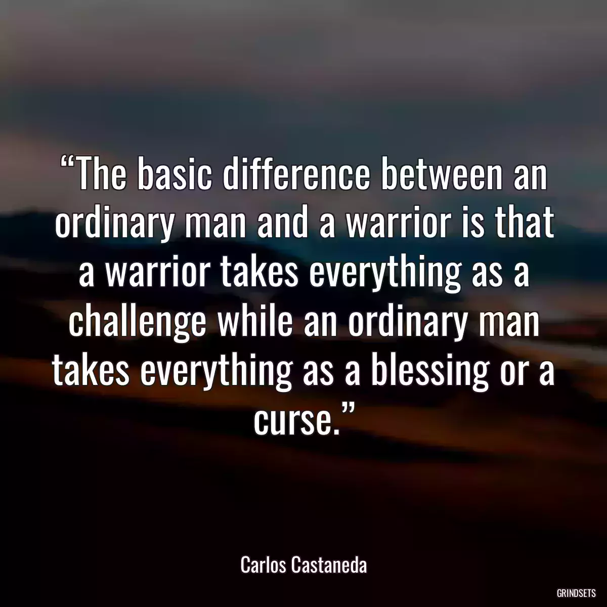 “The basic difference between an ordinary man and a warrior is that a warrior takes everything as a challenge while an ordinary man takes everything as a blessing or a curse.”