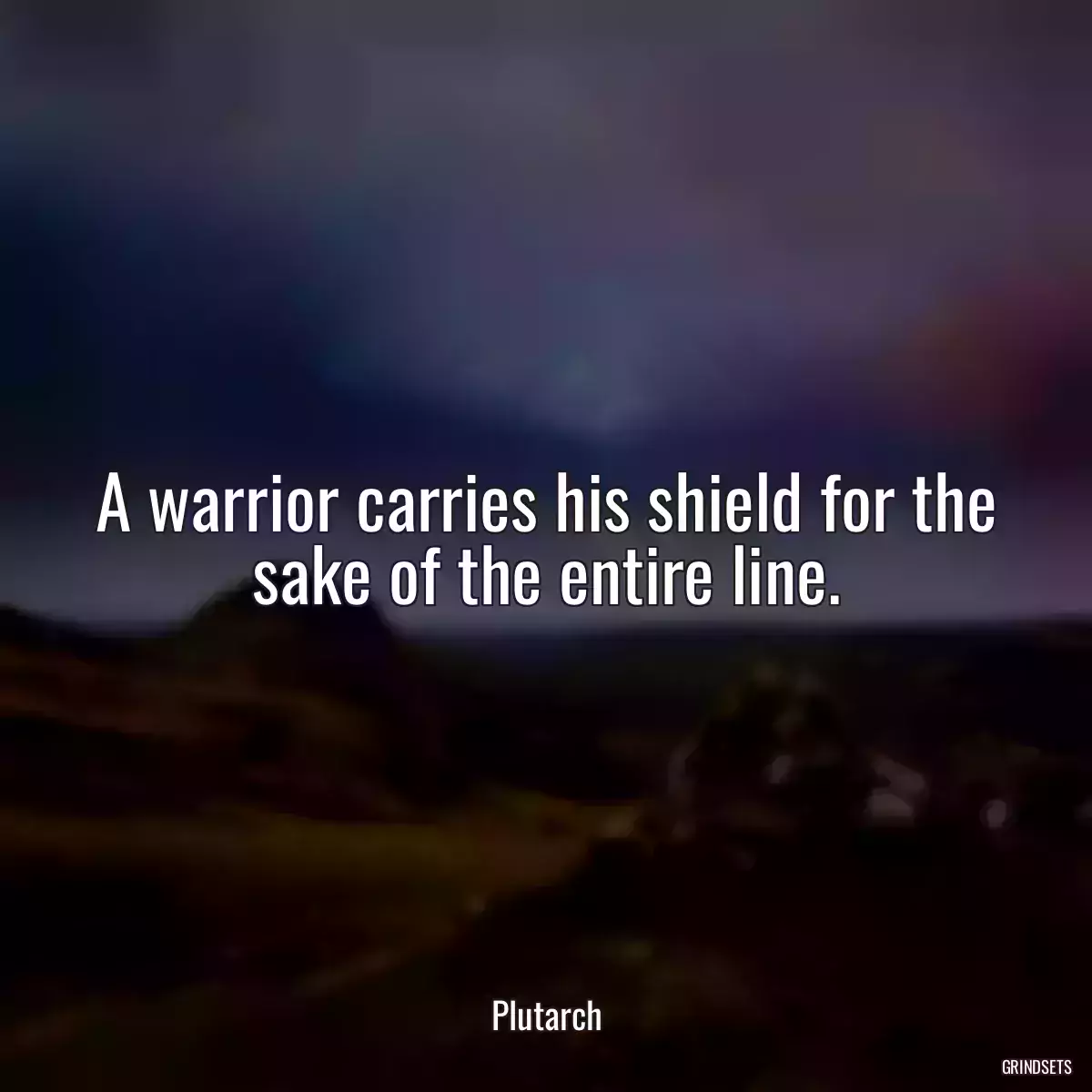 A warrior carries his shield for the sake of the entire line.