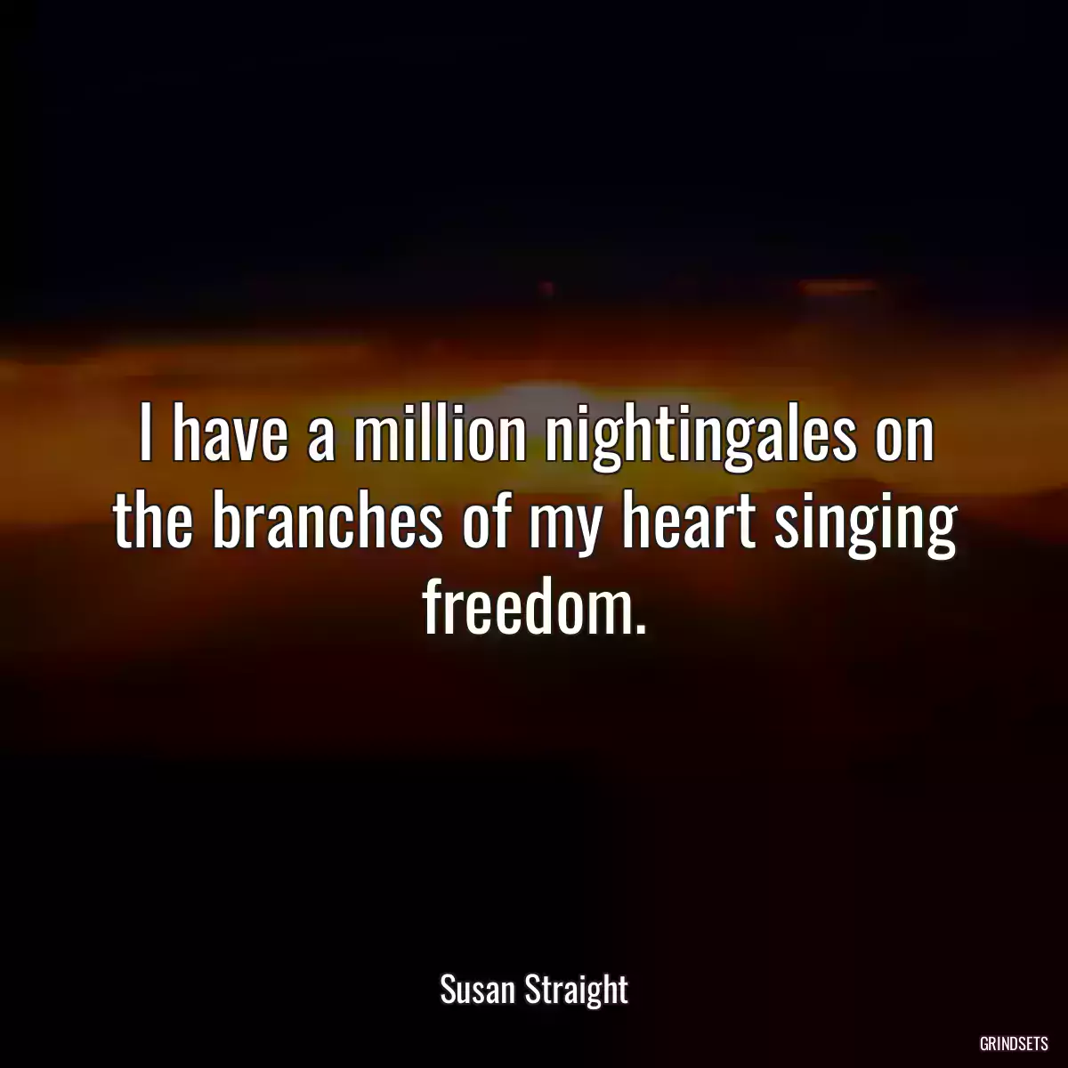 I have a million nightingales on the branches of my heart singing freedom.