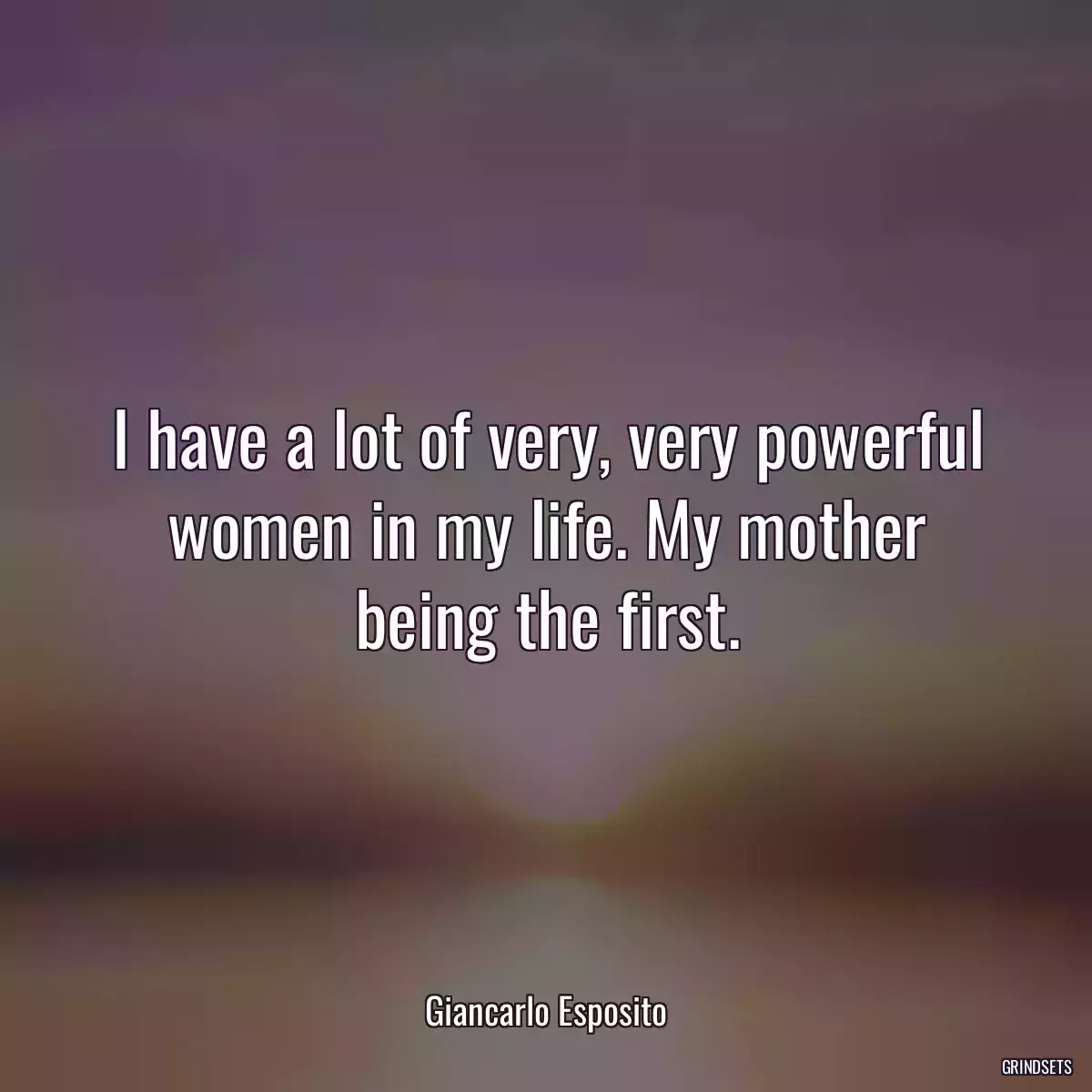 I have a lot of very, very powerful women in my life. My mother being the first.